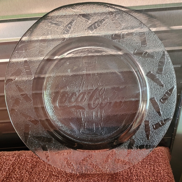 Coca Cola Embossed Glass Dinner Plate - Picture 1 of 3